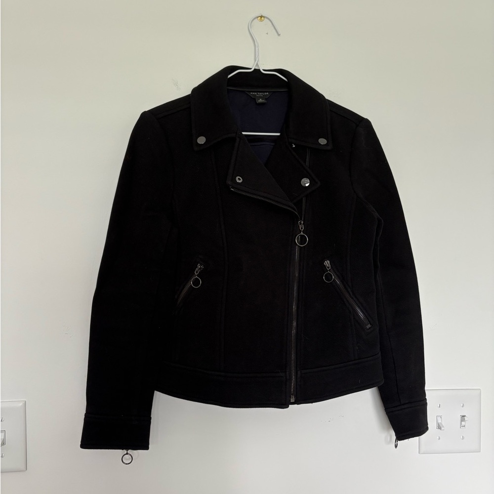 Ann Taylor Black Bikercore Jacket